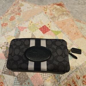 Coach Black Wallet with Gold Zipper